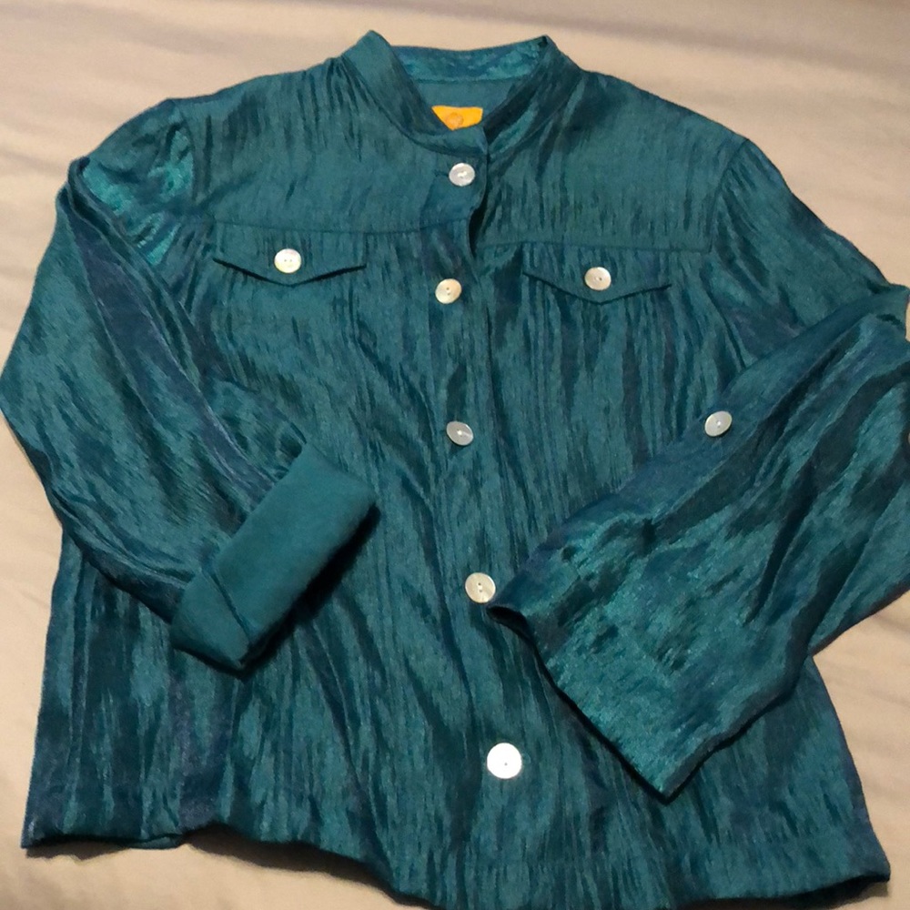 Ruby Rd EUC jewel toned emerald jacket - Picture 3 of 5